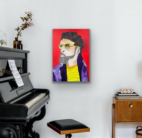 Guy Make Gay Bright Colours, Blue Purple Red Portrait - photo 4