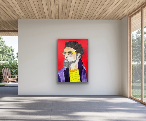 Guy Make Gay Bright Colours, Blue Purple Red Portrait - photo 5