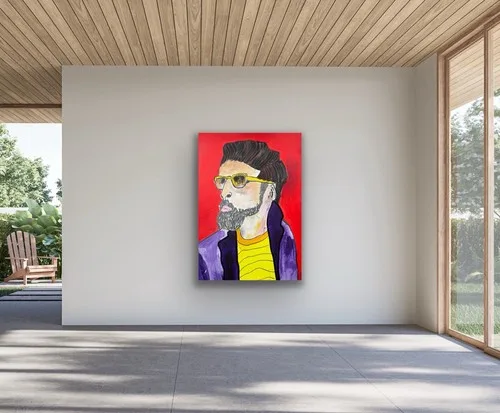 Guy Make Gay Bright Colours, Blue Purple Red Portrait - photo 5