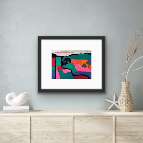 Abstract Green Yellow Black Orange Red original artwork - photo 3