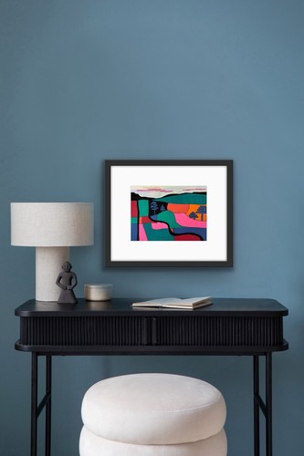 Abstract Green Yellow Black Orange Red original artwork - photo 5