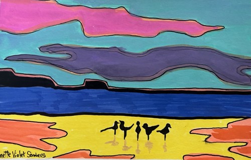 Landscape Seashore Contemporary Orig Art Painting Original OOAK