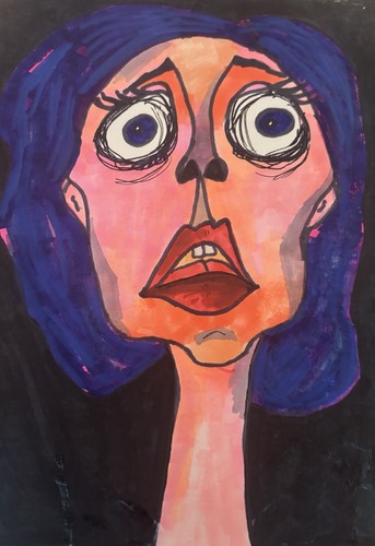 Original Abstract Acrylic Painting Modern Portrait Pop Art