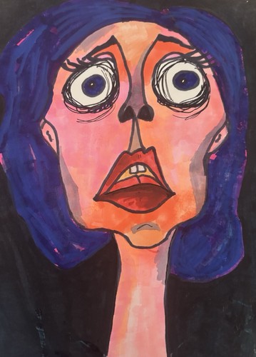 Original Abstract Acrylic Painting Modern Portrait Pop Art - photo 2