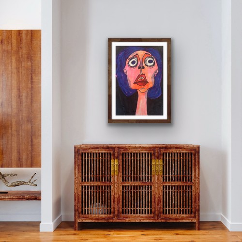 Original Abstract Acrylic Painting Modern Portrait Pop Art - photo 3