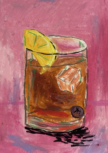 Drink Bourbon Coke Ice Cheers Original Art Painting