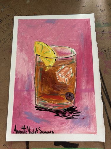 Drink Bourbon Coke Ice Cheers Original Art Painting - photo 2