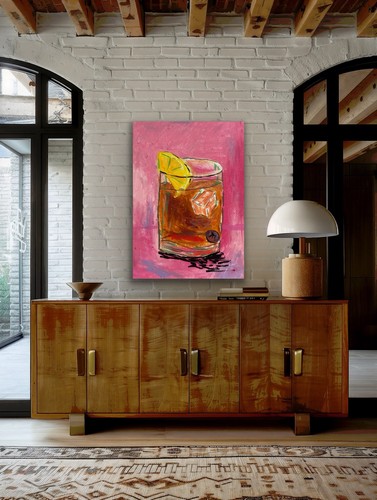 Drink Bourbon Coke Ice Cheers Original Art Painting - photo 3