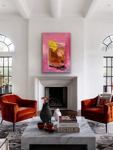 Drink Bourbon Coke Ice Cheers Original Art Painting - photo 4