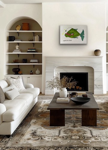 Fish Green Ocean Contemporary Blue Original Art Painting - photo 4
