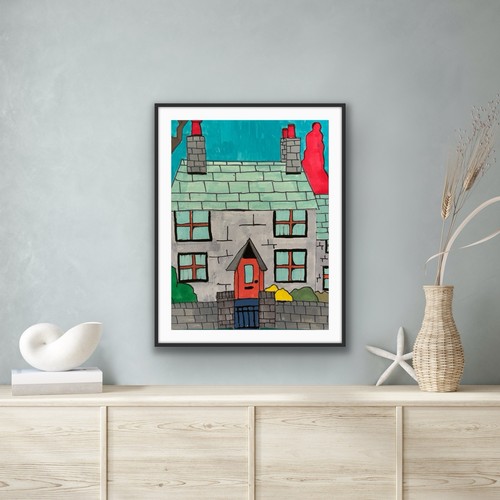 Abstract Landscape Original Art Painting Blue Sky Colorful - photo 5