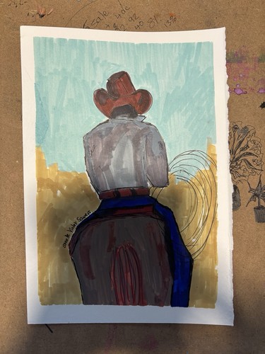 Cowboy Western Horse Rodeo Country Stampede Rider Ranch Art - photo 2