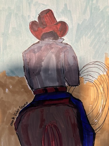 Cowboy Western Horse Rodeo Country Stampede Rider Ranch Art - photo 3