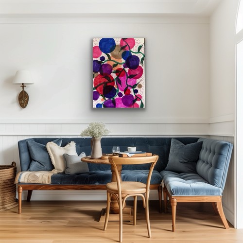 Abstract Bright Red Contemporary Blue Original Art Painting - photo 5