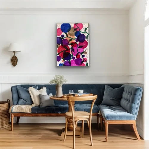 Abstract Bright Red Contemporary Blue Original Art Painting - photo 5