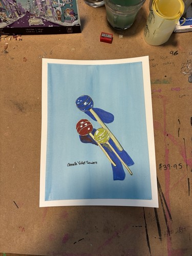 Candy Sweet Sugar Lolly Popsicle Original Art Painting - photo 2