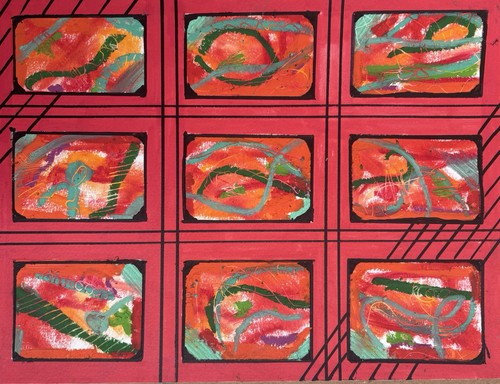 Red Abstract Original Painting by Annette Violet Sawers