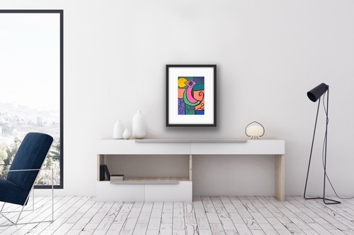 Orange Bird Green Original Art Painting By Artist - photo 4