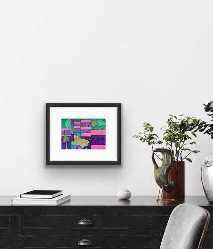 Abstract Green Yellow Black Orange Red original artwork - photo 4