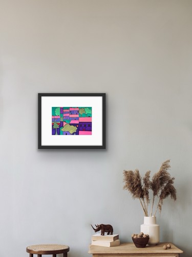 Abstract Green Yellow Black Orange Red original artwork - photo 5