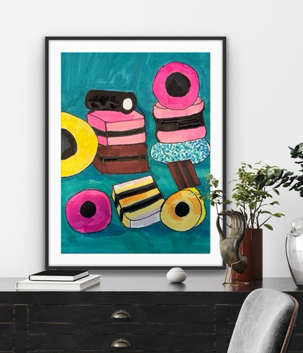 Liquorice allsorts Candy Sweets UK Sweet Pink Yellow Artwork - photo 4
