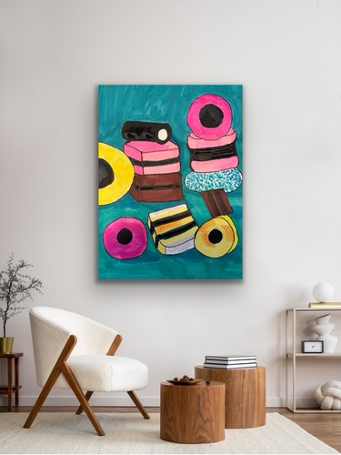 Liquorice allsorts Candy Sweets UK Sweet Pink Yellow Artwork - photo 5