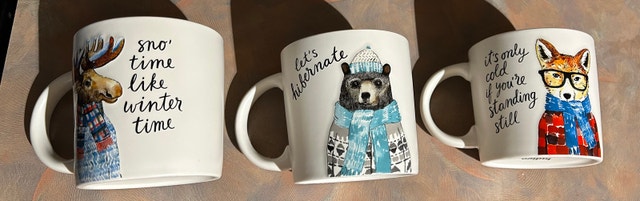 Indigo winter mug set