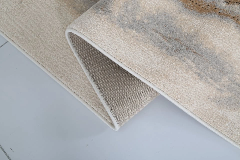 Cream Marble Abstract Area Rug – Soft 12mm Thick, Modern & Durab - photo 5