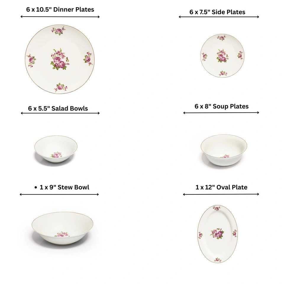 Pink Rose bone china dinner set brand new 6 person set - photo 2