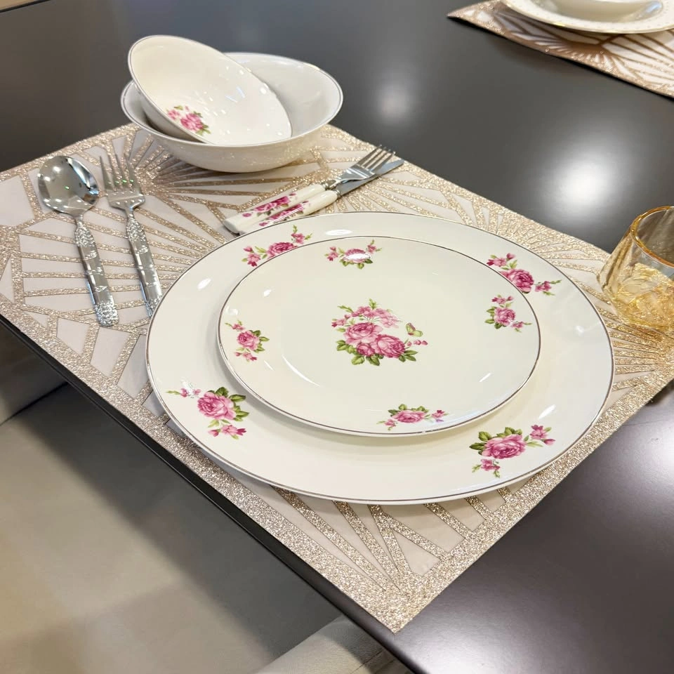 Pink Rose bone china dinner set brand new 6 person set - photo 3
