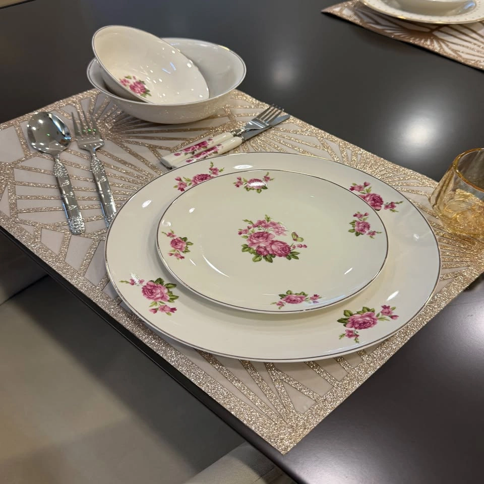 Pink Rose bone china dinner set brand new 6 person set - photo 4