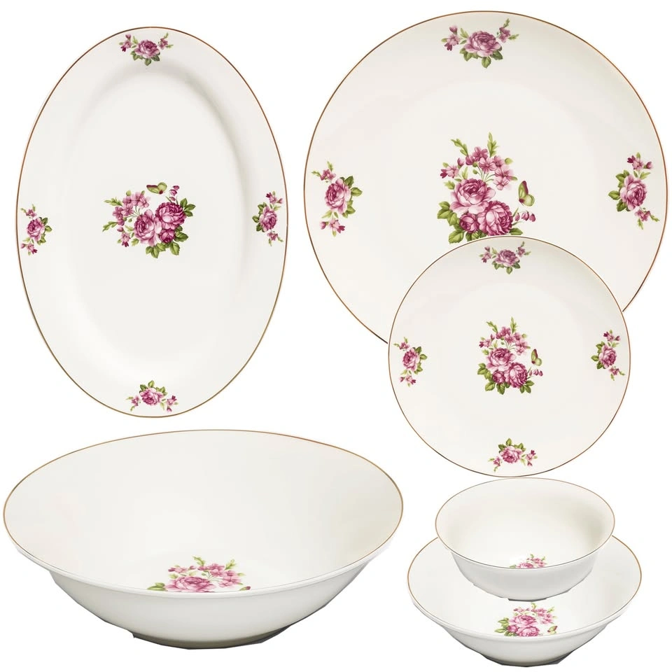 Pink Rose bone china dinner set brand new 6 person set - photo 5