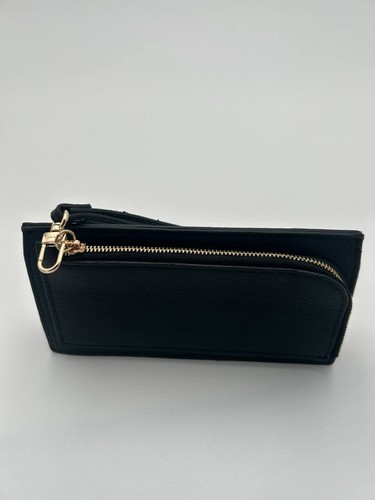 Anne Klein Black Wristlet Wallet Faux Leather Gold Tone - photo 2
