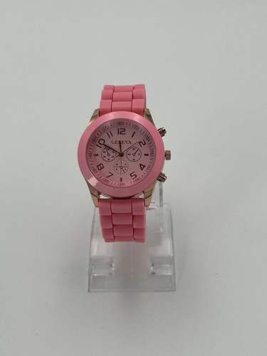 Geneva Pink Quartz Women's Watch Silicone Band Analog