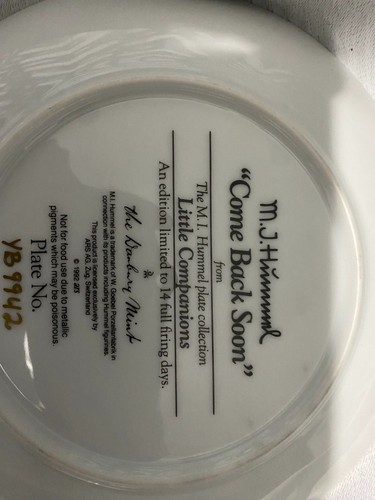 Set of 5 M.I. Hummel Danbury Mint Collector Plates 1989 - photo 2