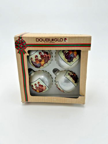 Vintage Doubl-Glo Noma Glass Christmas Ornaments Set of 4