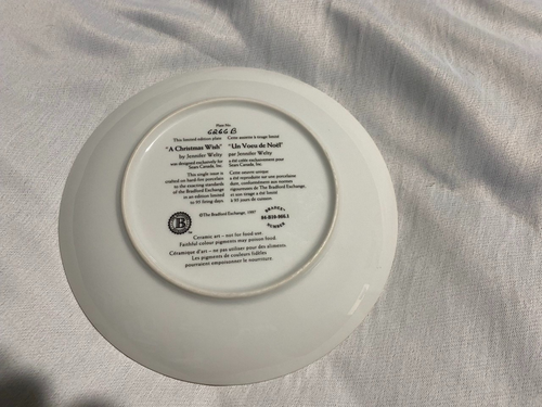Bradford Exchange 1997 A Christmas Wish Plate by Jennifer Welty - photo 2