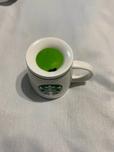 Starbucks White Green Logo Ceramic Mug with Lid 12oz Coffee Tea - photo 3