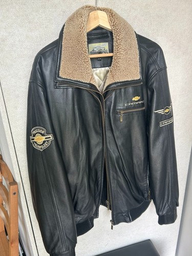 Chevrolet Camaro Genuine Leather Bomber Jacket XL VIN Plate - photo 2