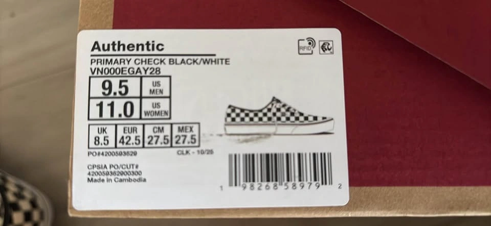 BNIB Vans Authentic Primary Check Black/White - photo 3