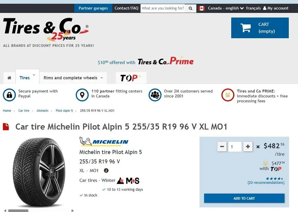 255/35/19 Michelin Pilot Alpin 5 Winter Tires - 85% Tread - photo 2