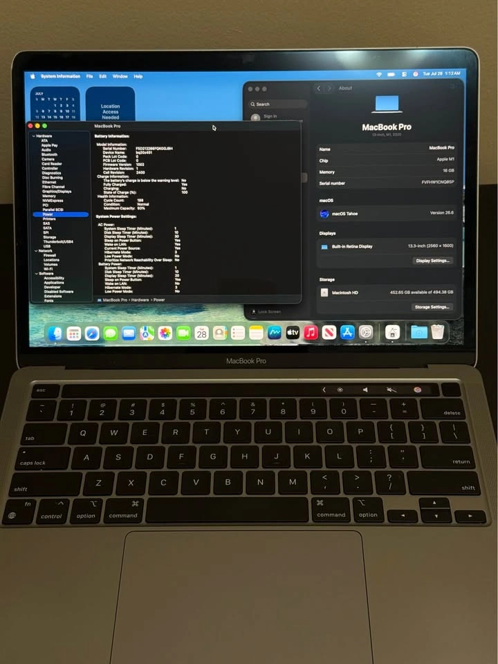 MacBook Pro 13-inch, M1, 2020 16GB RAM 512GB SSD 93% Battery - photo 2