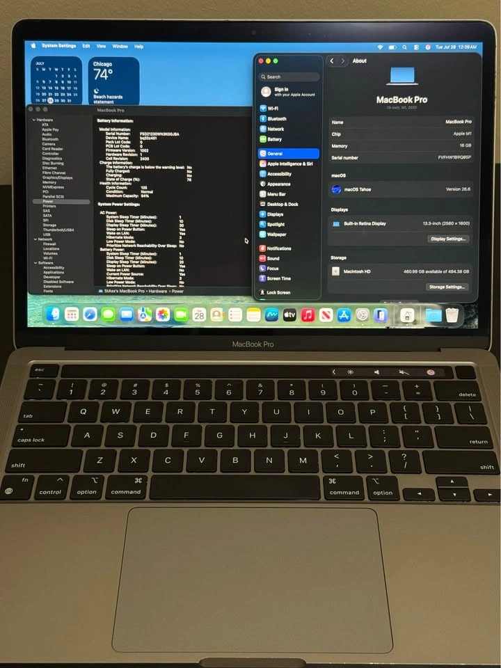 MacBook Pro 13-inch, M1, 2020 16GB RAM 512GB SSD. 94% Battery - photo 2