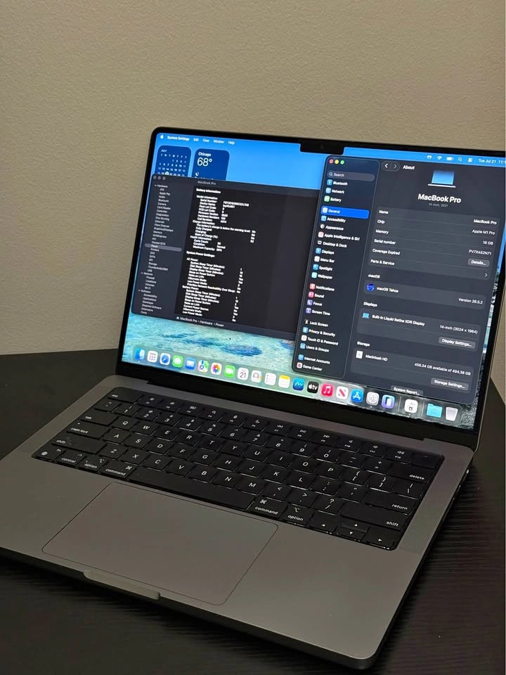 MacBook Pro 14-inch 2021 M1 Pro 16GB RAM 512GB SSD 98% Battery