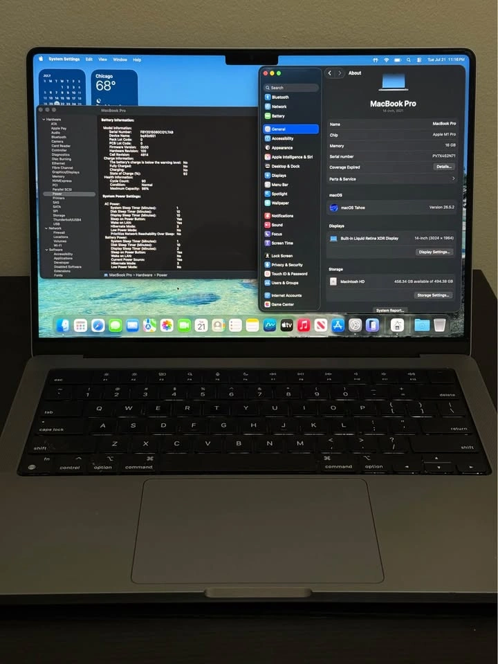 MacBook Pro 14-inch 2021 M1 Pro 16GB RAM 512GB SSD 98% Battery - photo 2