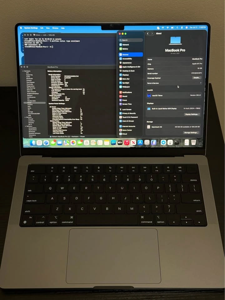 MacBook Pro 14-inch 2021 M1 Pro 16GB RAM 512GB SSD 100% Battery - photo 2