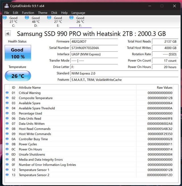 SAMSUNG 990 PRO 2TB SSD with Heatsink PCIe Gen4 NVMe M.2 - photo 3