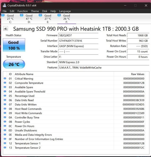 SAMSUNG 990 PRO w/ Heatsink SSD 1TB PCIe Gen4 NVMe M.2 - photo 4
