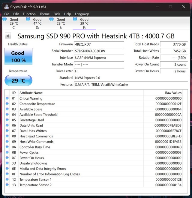 SAMSUNG 990 PRO 4TB PCIe Gen4 NVMe M.2 SSD w/ Heatsink - photo 3
