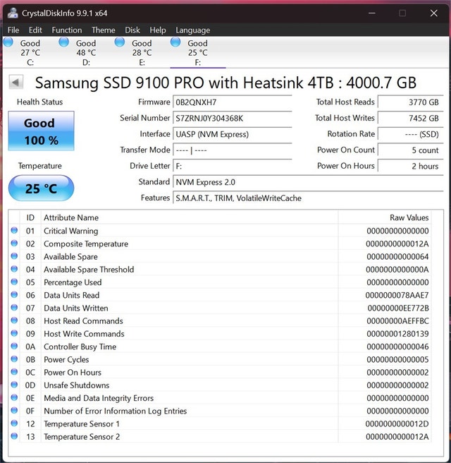 Samsung 9100 PRO with Heatsink - 4TB PCIe 5.0 x4, NVMe 2.0, M.2 - photo 3